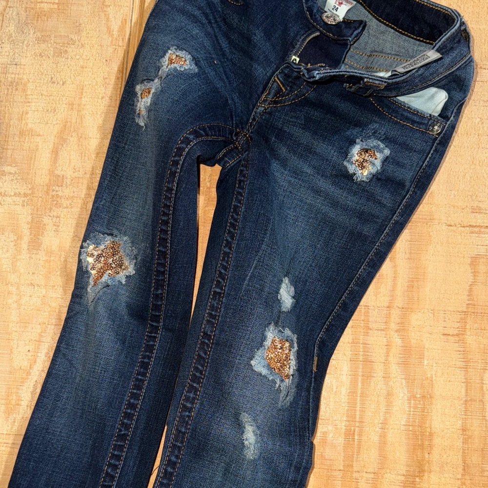 True Religion Jennie Skinny Jeans with Gold Sequins